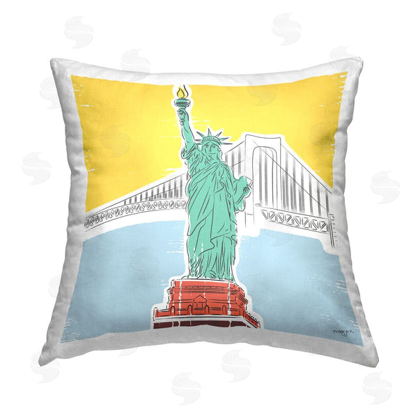 stupell industries Pragya Kothari | Liberty Statue & Bridge Printed Throw Pillow