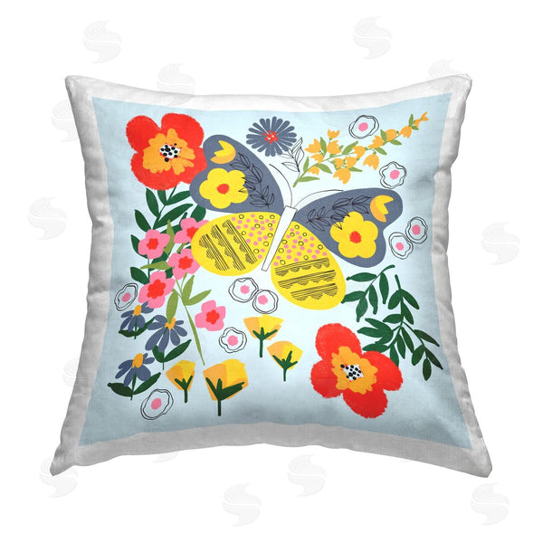 stupell industries Pragya Kothari | Modern Fluttering Blooms Printed Throw Pillow