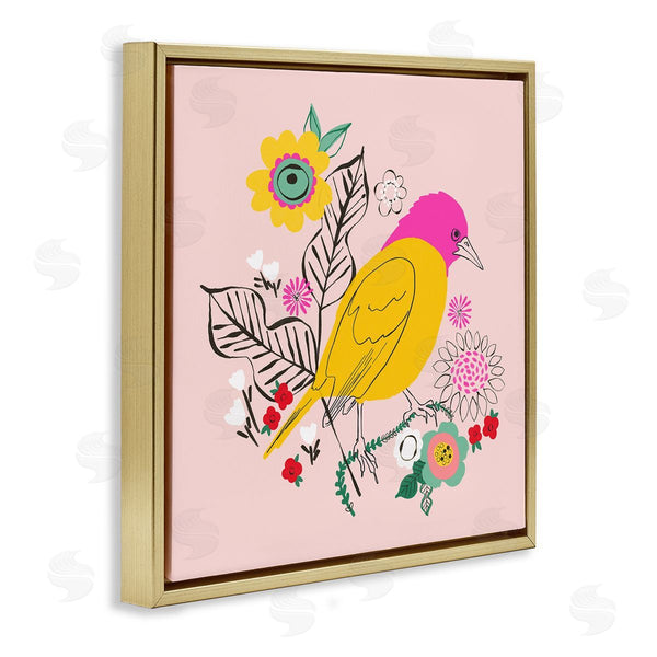 Stupell Industries Pragya Kothari | Pink & Yellow Floral Bird
