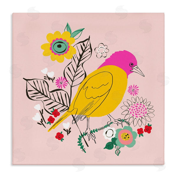 stupell industries Pragya Kothari | Pink & Yellow Floral Bird