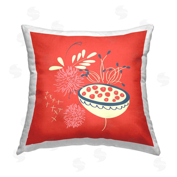 stupell industries Pragya Kothari | Red Botanical Seeds Printed Throw Pillow
