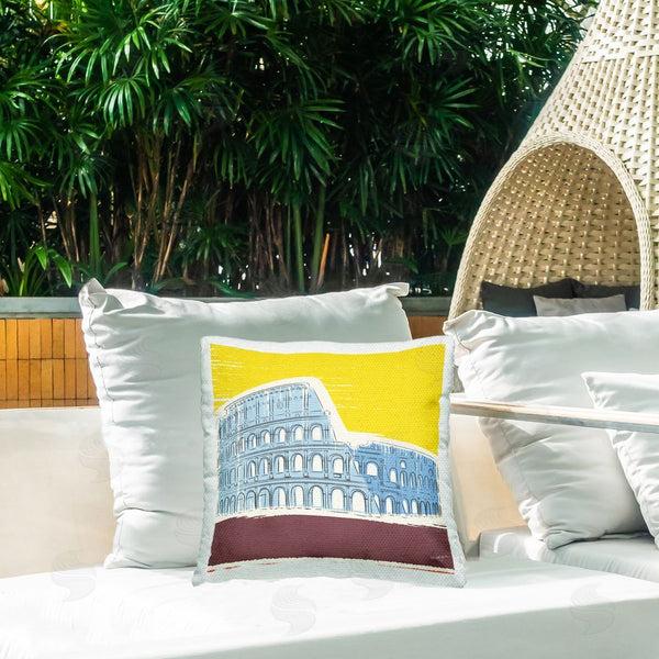 Stupell Industries Pragya Kothari | Yellow Colosseum Landmark Printed Throw Pillow