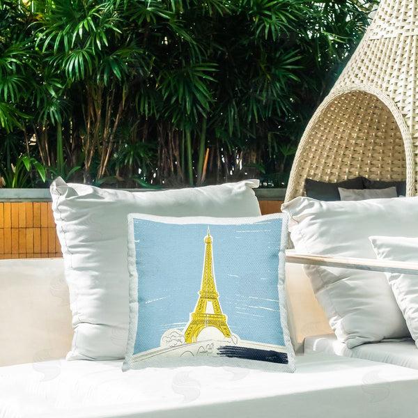 Stupell Industries Pragya Kothari | Yellow Eiffel Tower Printed Throw Pillow
