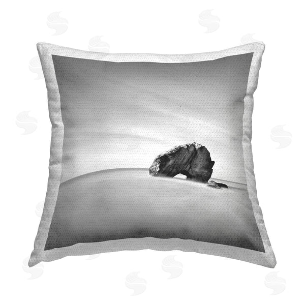 Stupell Industries Praxis Studio | Monochrome Beach Rocks Printed Throw Pillow