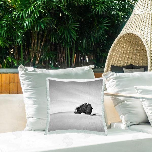 Stupell Industries Praxis Studio | Monochrome Beach Rocks Printed Throw Pillow