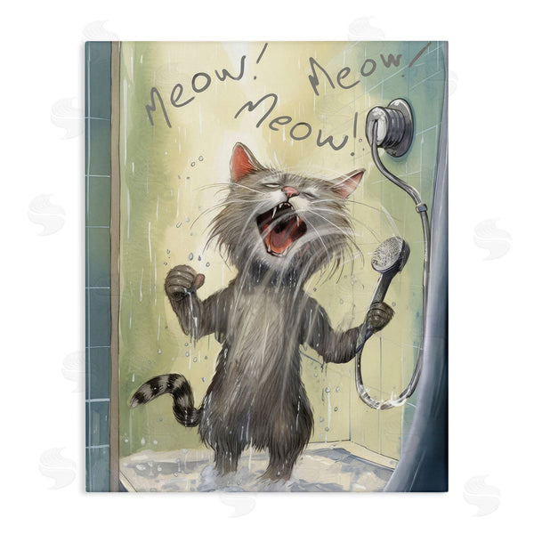 stupell industries PSL Art | Cat Singing in Shower Wall Art