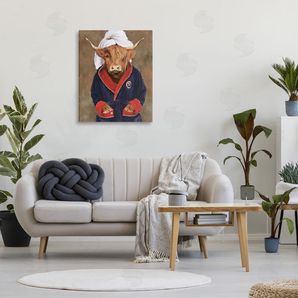 Stupell Industries PSL Art | Cow In Bathroom Robe Wall Art