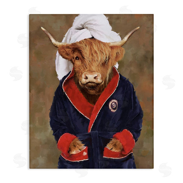 stupell industries PSL Art | Cow in Bathroom Robe Wall Art