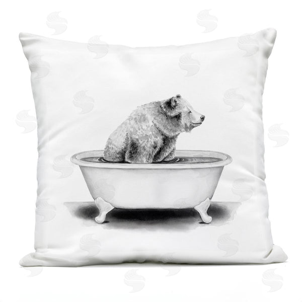 Stupell Industries Rachel Neiman | Bear In Bathtub Smiling Funny Animal Design Printed Throw Pillow