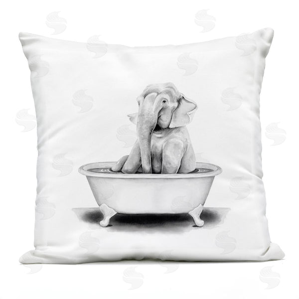 Stupell Industries Rachel Neiman | Elephant Sitting In Tub Funny Wildlife Animal Printed Throw Pillow