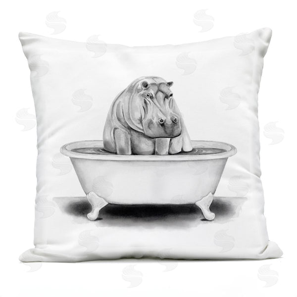 Stupell Industries Rachel Neiman | Hippo In Bathtub Printed Throw Pillow