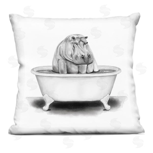 stupell industries Rachel Neiman | Hippo in Bathtub Printed Throw Pillow