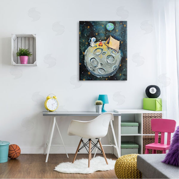 Stupell Industries Rachel Nieman | Astronaut Camping Moon Whimsical Stars Outer Space Wall Art