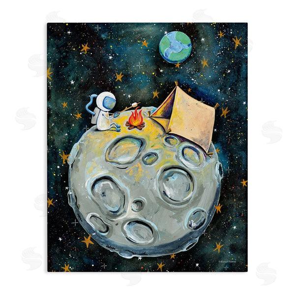 stupell industries Rachel Nieman | Astronaut Camping Moon Whimsical Stars Outer Space Wall Art