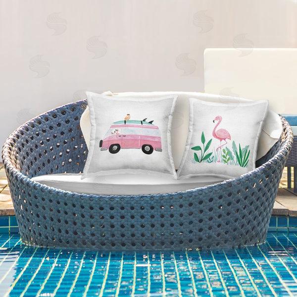 Stupell Industries Rachel Nieman | Beach Day Flamingos Printed Throw Pillow Set