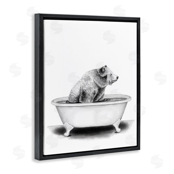 Stupell Industries Rachel Nieman | Bear In Tub Rustic Bathroom