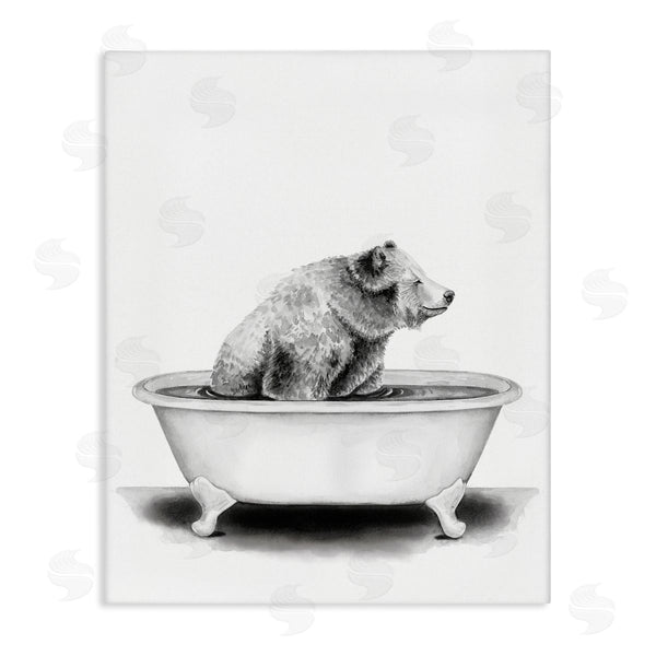 stupell industries Rachel Nieman | Bear In Tub Rustic Bathroom