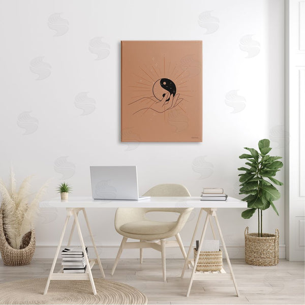 Stupell Industries Rachel Nieman | Brown Yin Yang Harmony Symbol Palm Hand Wall Art