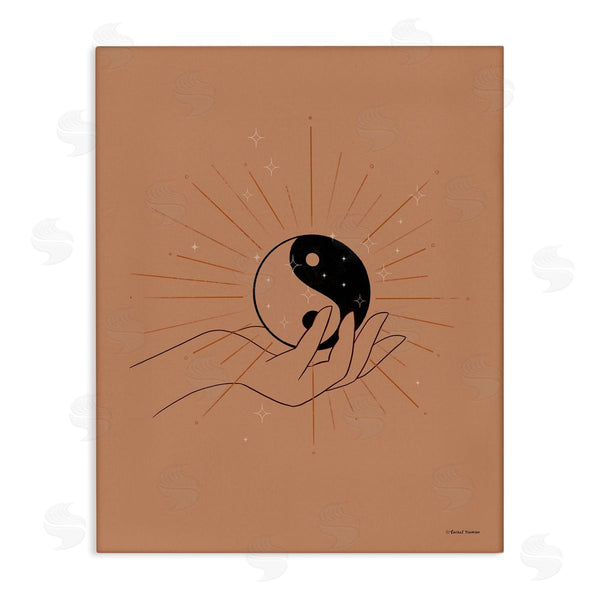 stupell industries Rachel Nieman | Brown Yin Yang Harmony Symbol Palm Hand Wall Art