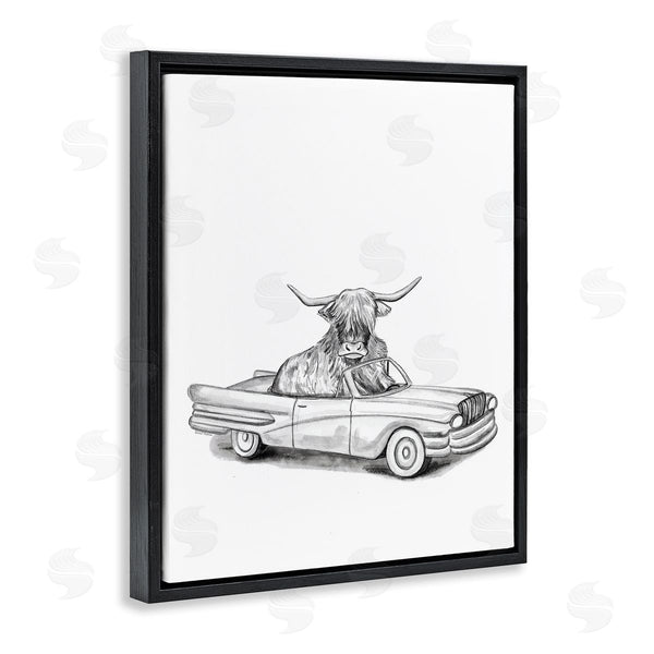 Stupell Industries Rachel Nieman | Bull In Vintage Vehicle