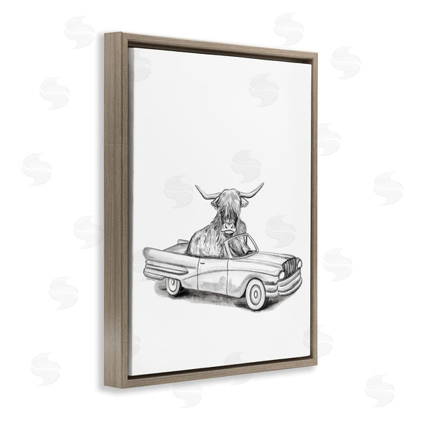 Stupell Industries Rachel Nieman | Bull In Vintage Vehicle