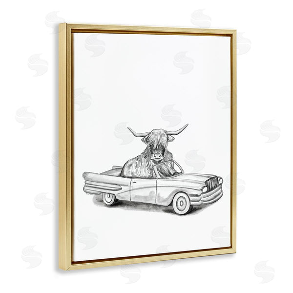 Stupell Industries Rachel Nieman | Bull In Vintage Vehicle