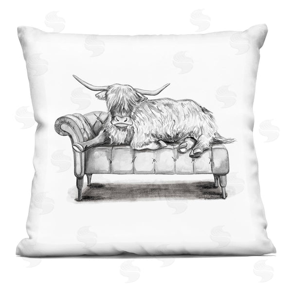 stupell industries Rachel Nieman | Cattle on Chaise Lounge Printed Throw Pillow