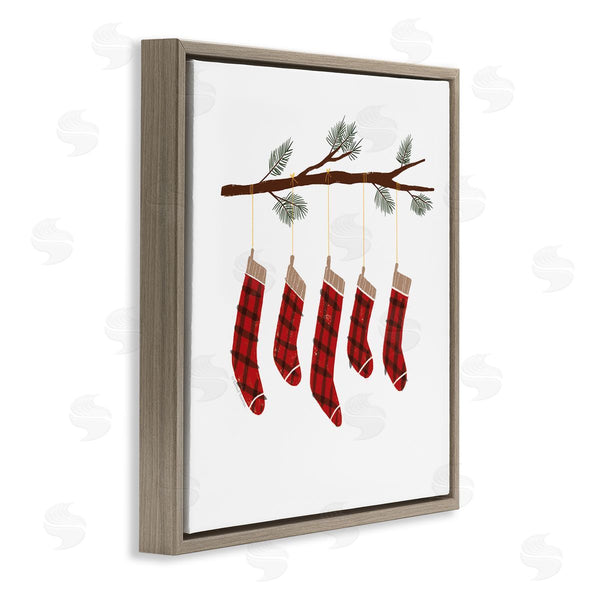 Stupell Industries Rachel Nieman | Cozy Hanging Tartan Stockings Winter Tree Branch Wall Art