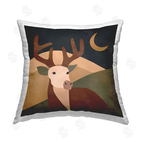 stupell industries Rachel Nieman | Deer & Moon Landscape Printed Throw Pillow