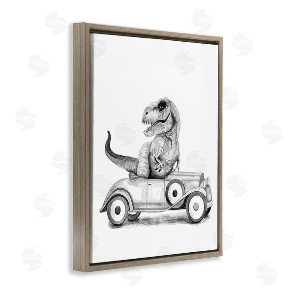 Stupell Industries Rachel Nieman | Dinosaur In Vintage Vehicle