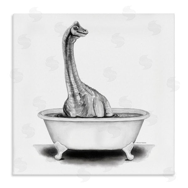 stupell industries Rachel Nieman | Dinosaur Vintage Bathroom Tub Wall Art
