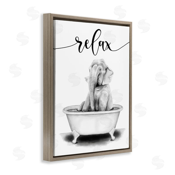 Stupell Industries Rachel Nieman | Elephant Bathroom Relax Text Wall Art