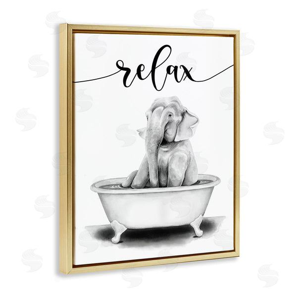 Stupell Industries Rachel Nieman | Elephant Bathroom Relax Text Wall Art