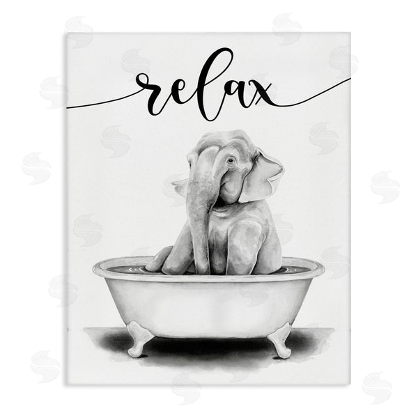 stupell industries Rachel Nieman | Elephant Bathroom Relax Text Wall Art