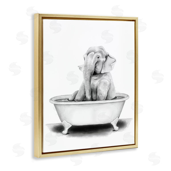 Stupell Industries Rachel Nieman | Elephant In Tub Funny