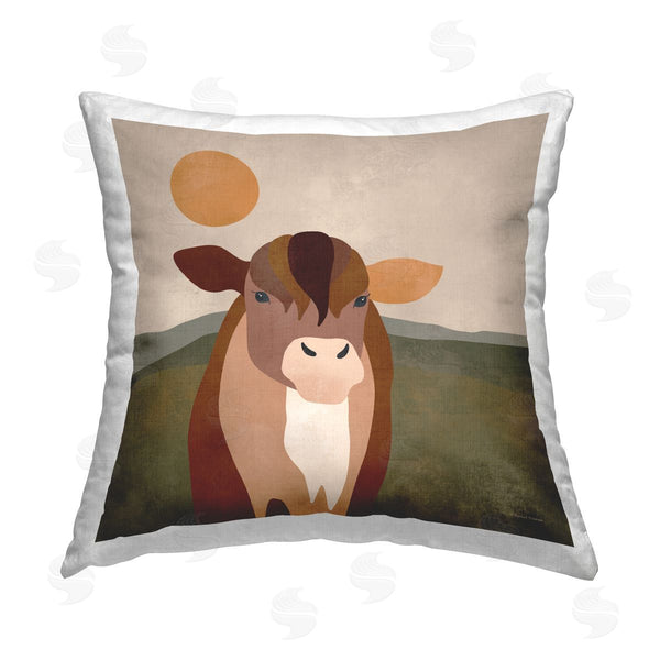 stupell industries Rachel Nieman | Farmhouse Cow Abstract Printed Throw Pillow