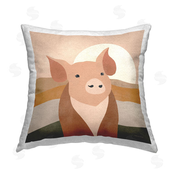 Stupell Industries Rachel Nieman | Farmhouse Pig Landscape Printed Throw Pillow