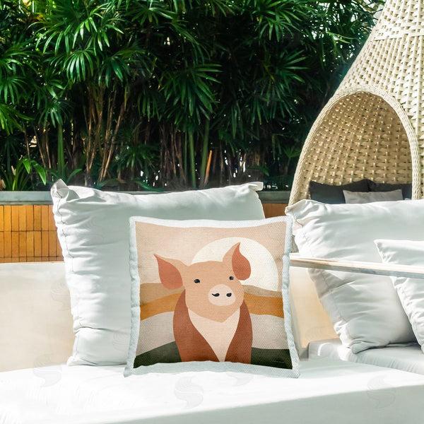 Stupell Industries Rachel Nieman | Farmhouse Pig Landscape Printed Throw Pillow