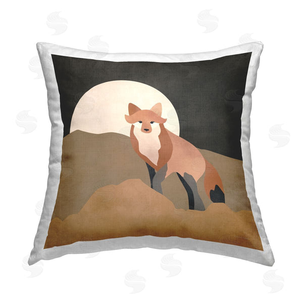 stupell industries Rachel Nieman | Fox & Full Moon Printed Throw Pillow