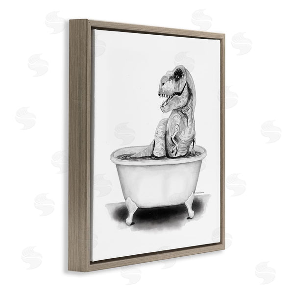 Stupell Industries Rachel Nieman | Funny T-Rex Bathtub Washroom