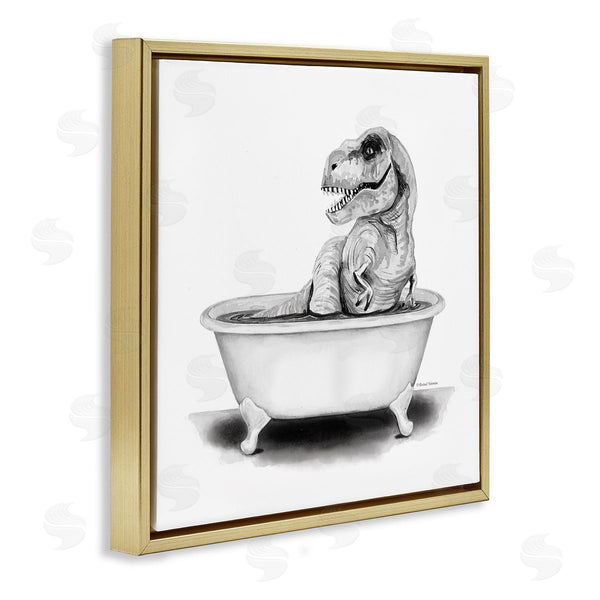 Stupell Industries Rachel Nieman | Funny T-Rex Bathtub Washroom