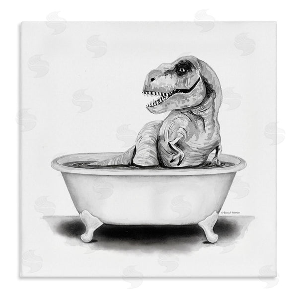 stupell industries Rachel Nieman | Funny T-Rex Bathtub Washroom