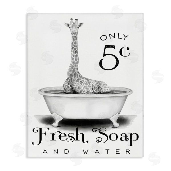 stupell industries Rachel Nieman | Giraffe Bathtub Fresh Soap Wall Art