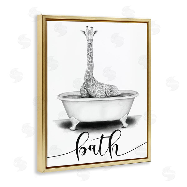 Stupell Industries Rachel Nieman | Giraffe Bathtub With Bath Text Wall Art