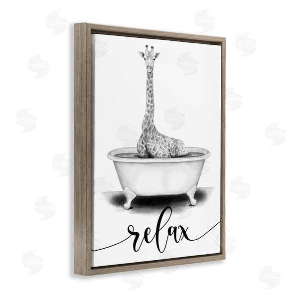 Stupell Industries Rachel Nieman | Giraffe Bathtub With Relax Text Wall Art