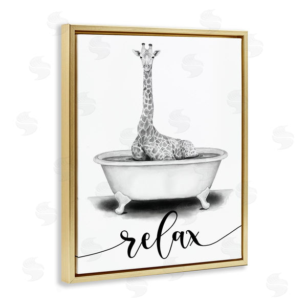 Stupell Industries Rachel Nieman | Giraffe Bathtub With Relax Text Wall Art