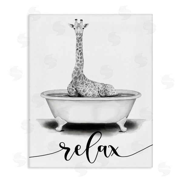 stupell industries Rachel Nieman | Giraffe Bathtub with Relax Text Wall Art