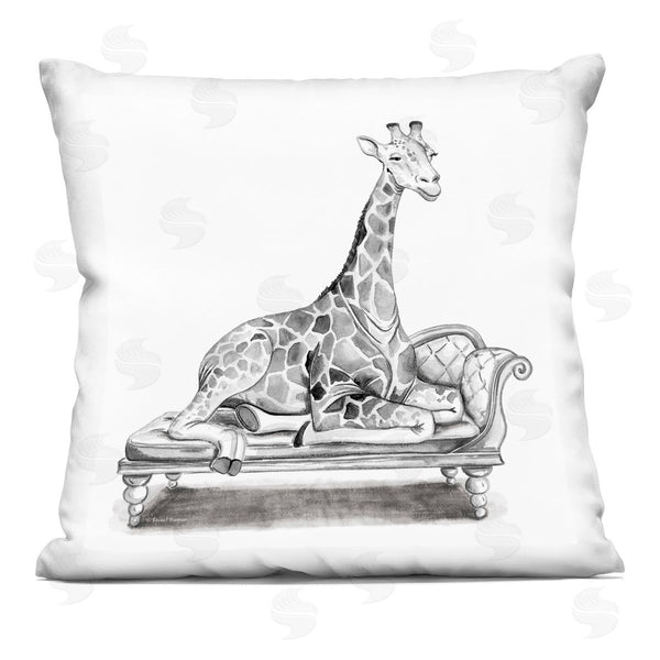 stupell industries Rachel Nieman | Giraffe on Chaise Lounge Printed Throw Pillow