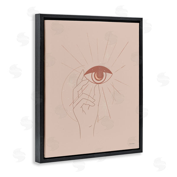 Stupell Industries Rachel Nieman | Hand Reaching Eye Brown Solar Rays Symbol Wall Art