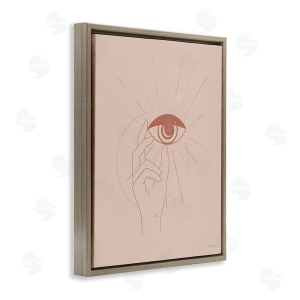 Stupell Industries Rachel Nieman | Hand Reaching Eye Brown Solar Rays Symbol Wall Art